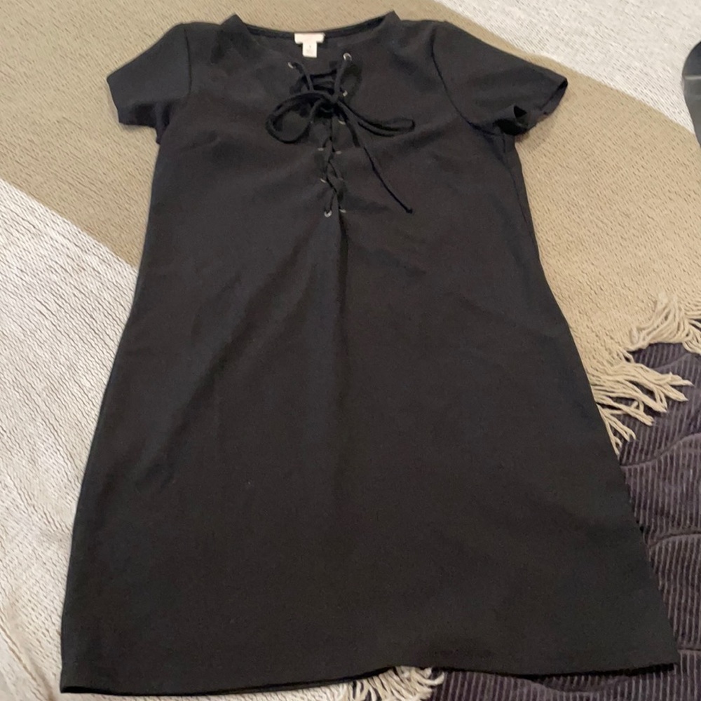 Nasty gal laced up black mini shirt dress